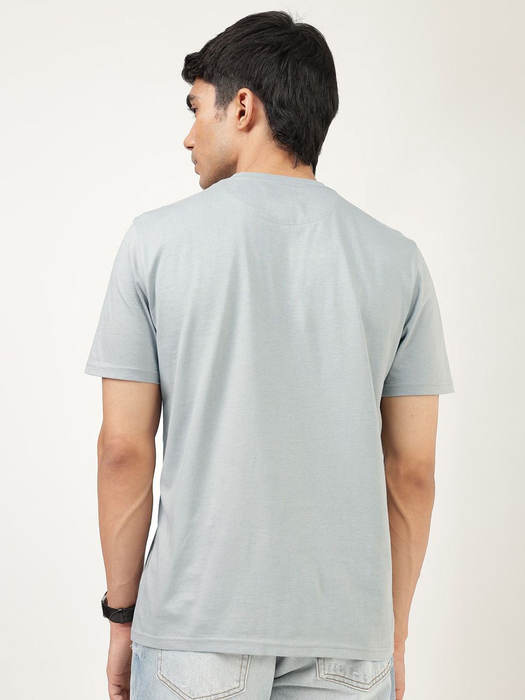 Men's Grey Casual Regular Fit Solid Half Sleeves Tshirt