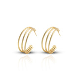 Women's Golden Layered Glam C-Hoops