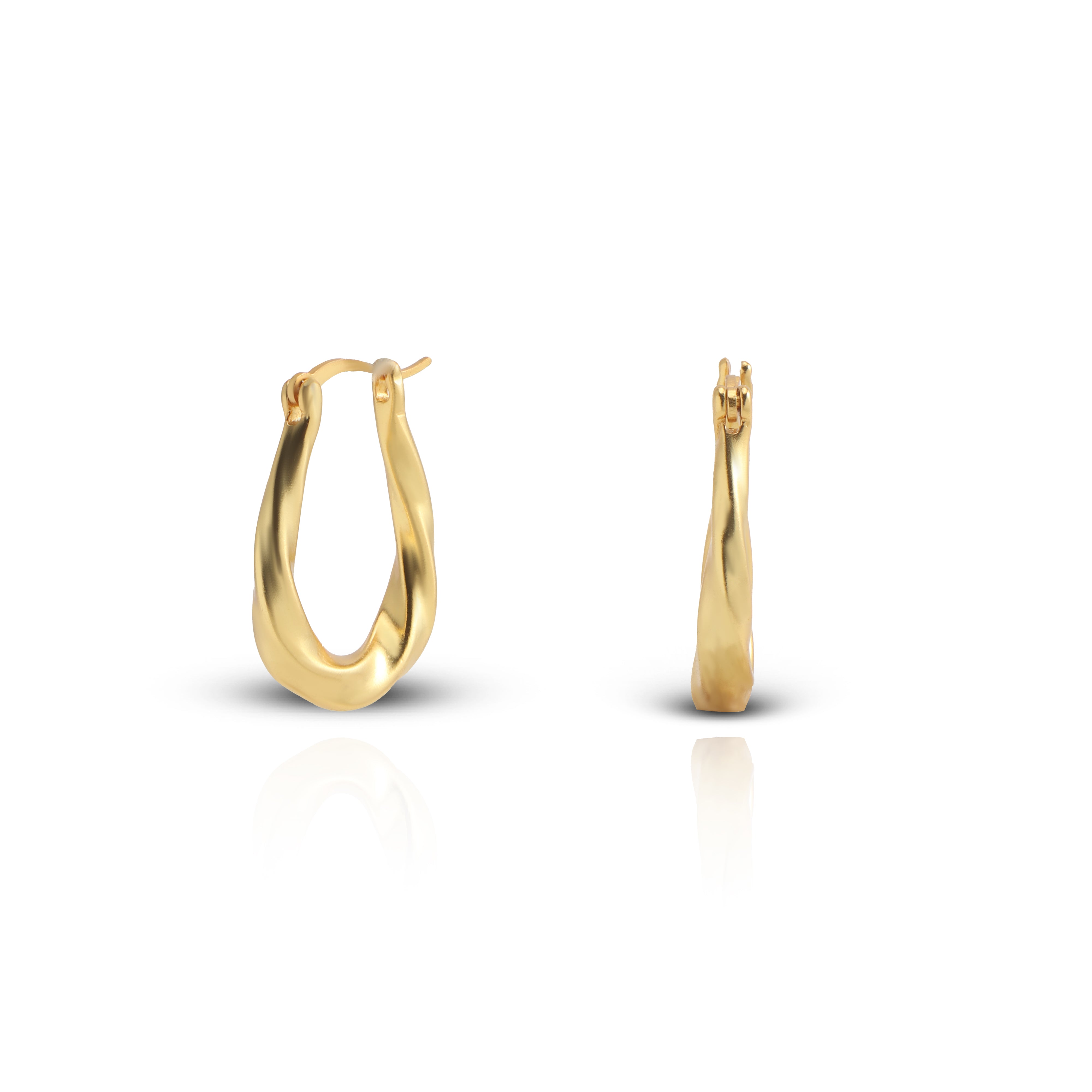 Women's Golden Long Twist Hoops