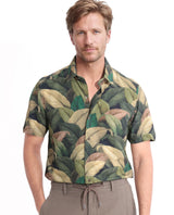 Men's Green Casual Regular Fit Printed Half Sleeves Shirt