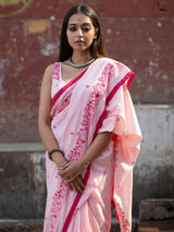 Women's Pink Cotton Saree