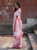Women's Pink Cotton Saree