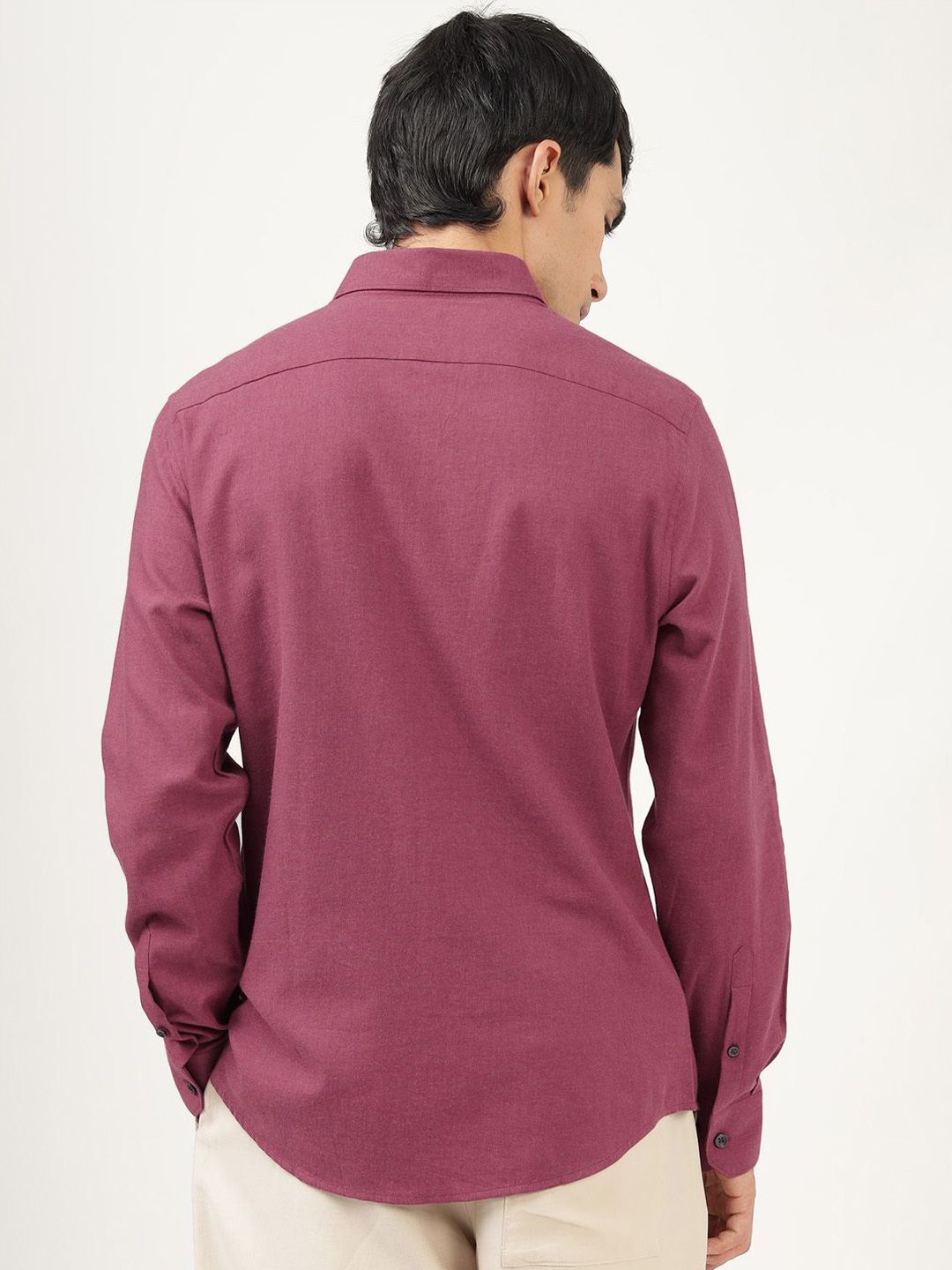 Men's Red Casual Regular Fit Solid Full Sleeves Shirt