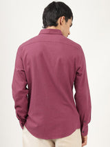 Men's Red Casual Regular Fit Solid Full Sleeves Shirt