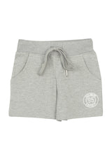 Girls Grey Regular Fit Below Knee Solid Shorts