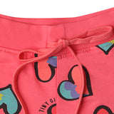 Girls Red Casual Regular Printed Shorts