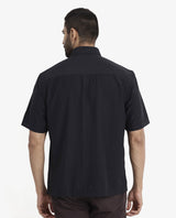 Men's Black Casual Regular Fit Solid Half Sleeves Shirt