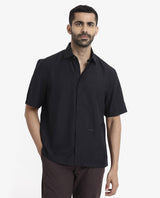 Men's Black Casual Regular Fit Solid Half Sleeves Shirt