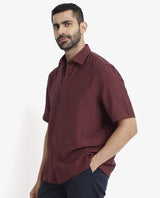 Men's Red Casual Regular Fit Solid Half Sleeves Shirt