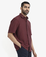 Men's Red Casual Regular Fit Solid Half Sleeves Shirt