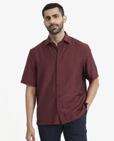 Men's Red Casual Regular Fit Solid Half Sleeves Shirt