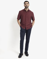 Men's Red Casual Regular Fit Solid Half Sleeves Shirt