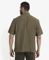Men's Brown Casual Regular Fit Solid Half Sleeves Shirt