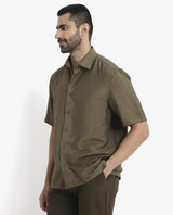 Men's Brown Casual Regular Fit Solid Half Sleeves Shirt
