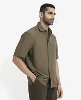 Men's Brown Casual Regular Fit Solid Half Sleeves Shirt