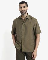 Men's Brown Casual Regular Fit Solid Half Sleeves Shirt