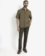 Men's Brown Casual Regular Fit Solid Half Sleeves Shirt