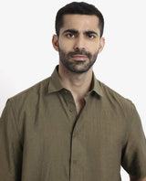 Men's Brown Casual Regular Fit Solid Half Sleeves Shirt