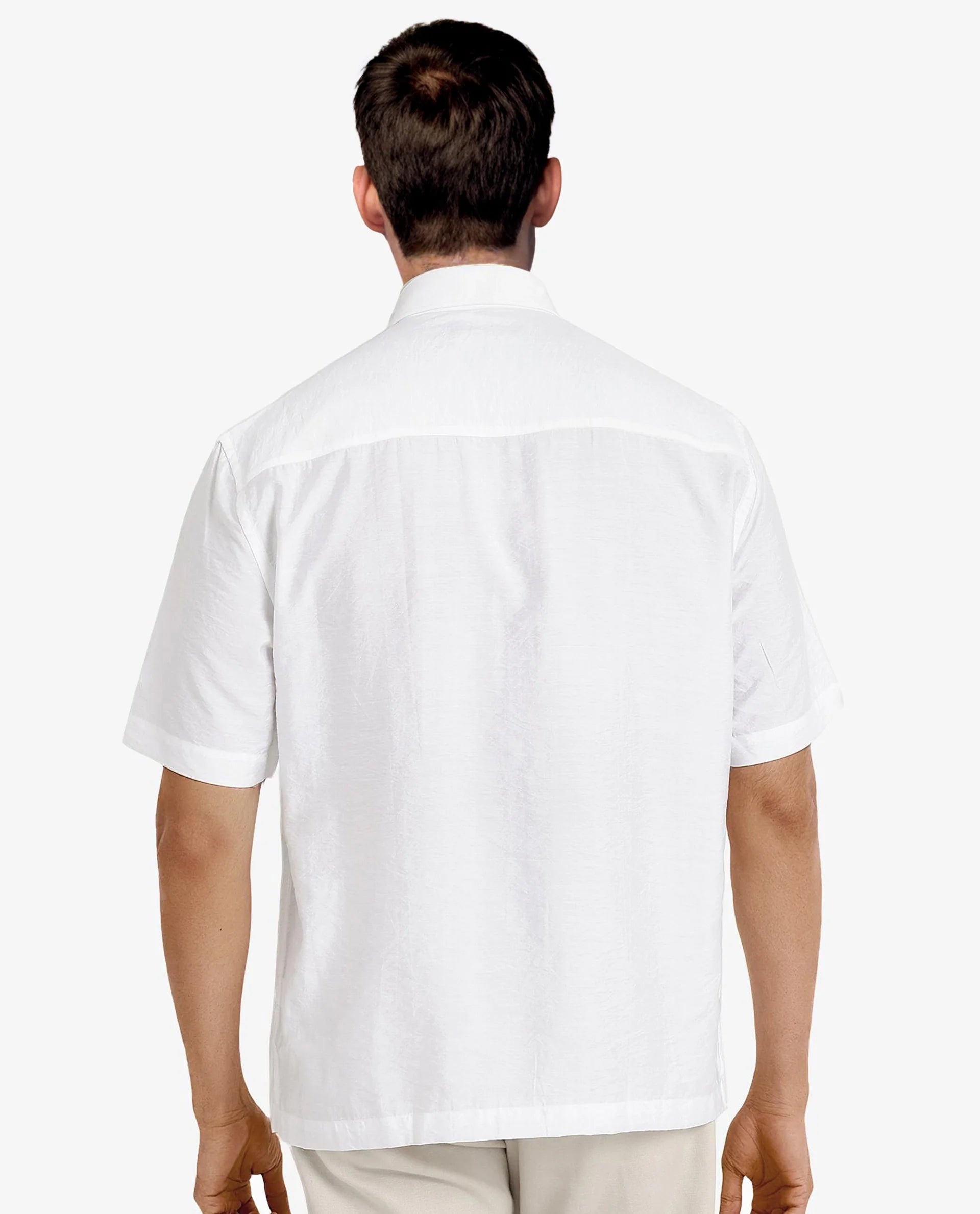 Men's White Casual Regular Fit Solid Half Sleeves Shirt