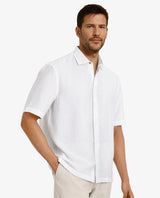 Men's White Casual Regular Fit Solid Half Sleeves Shirt
