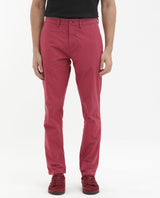 Men's Red Casual Regular Fit Solid Trouser