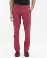 Men's Red Casual Regular Fit Solid Trouser