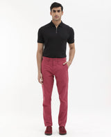 Men's Red Casual Regular Fit Solid Trouser