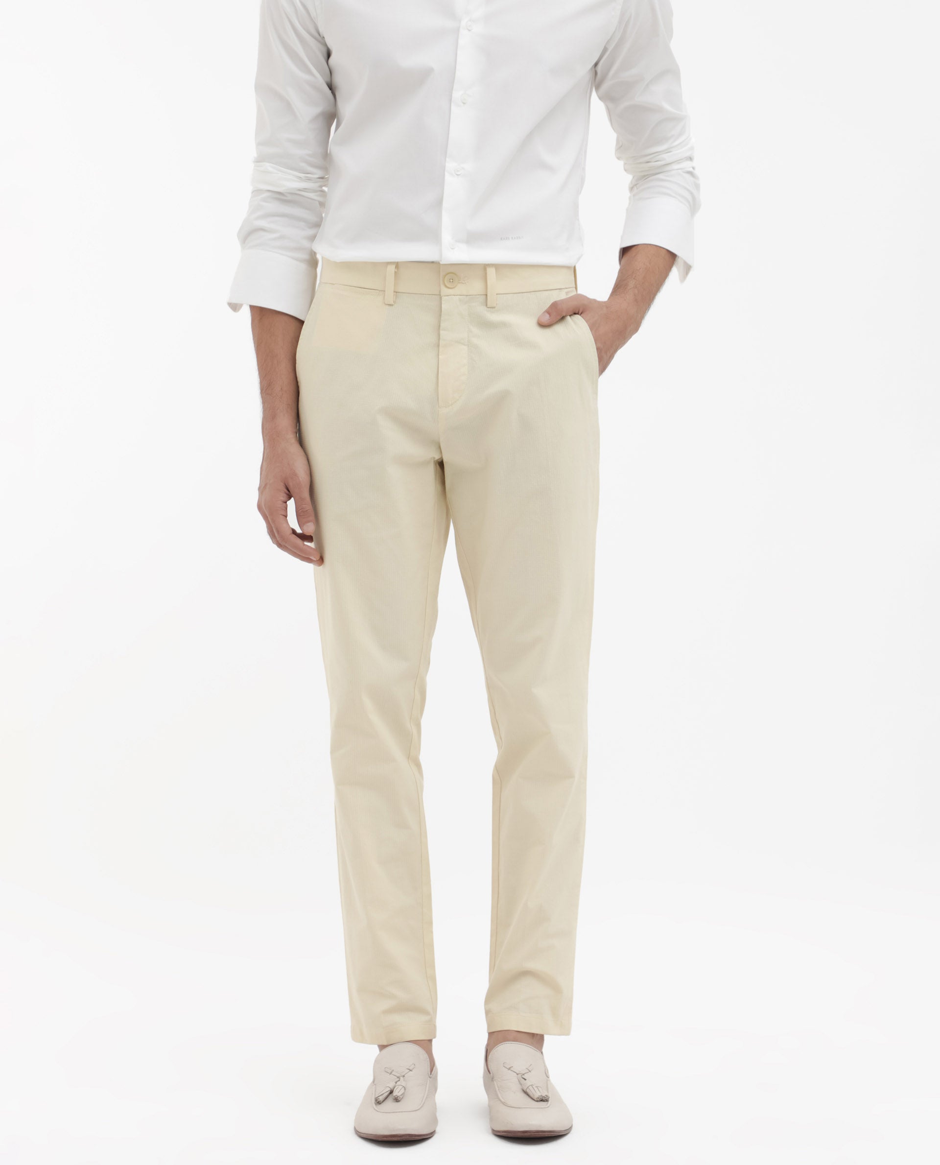 Men's Yellow Casual Regular Fit Solid Trouser