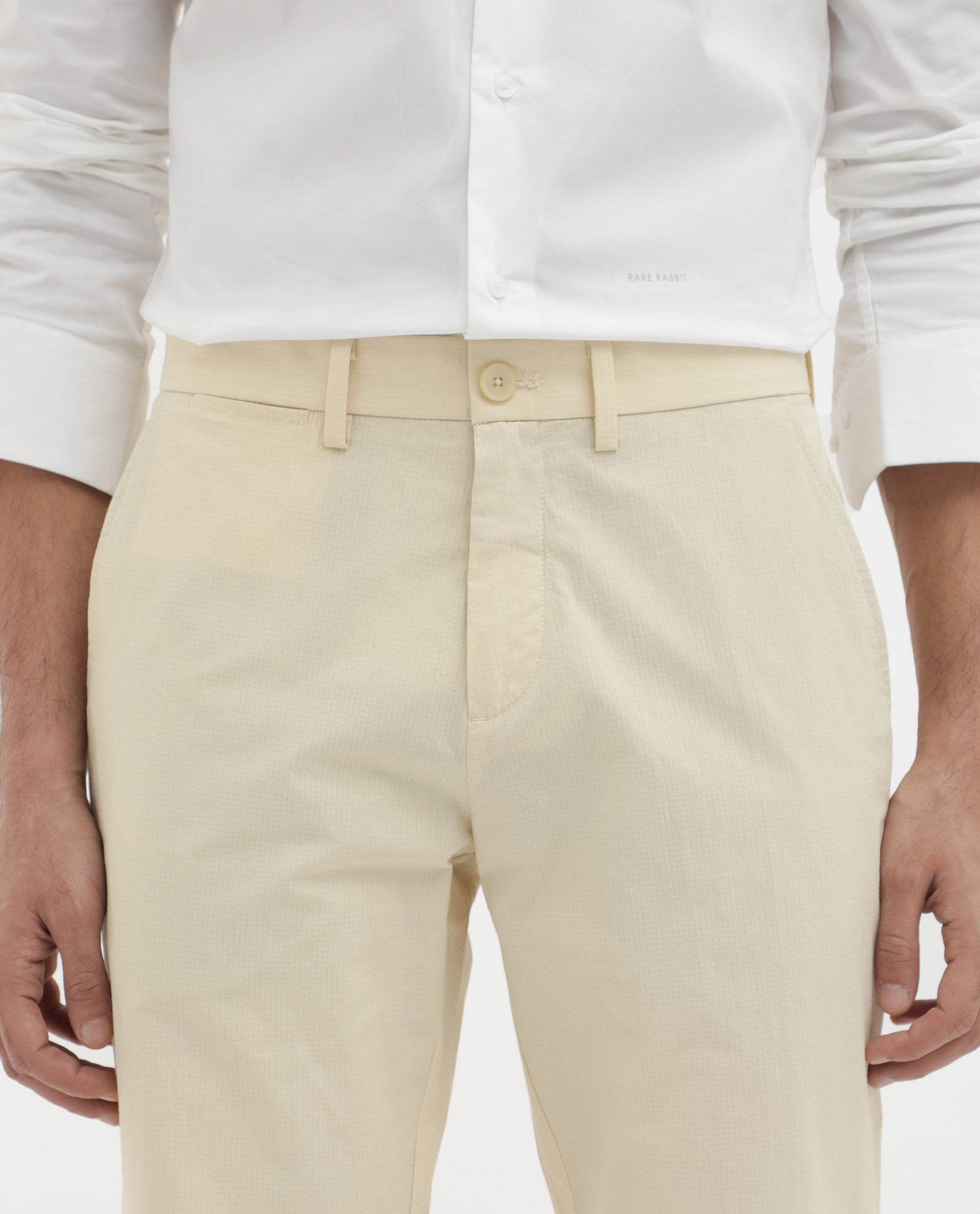 Men's Yellow Casual Regular Fit Solid Trouser
