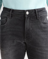 Men's Grey Casual Slim Fit Solid Jeans