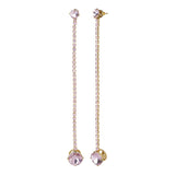 Women's Thin Long CZ Stone Pink Earring