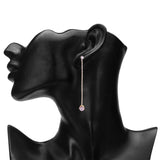 Women's Thin Long CZ Stone Pink Earring