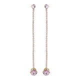 Women's Thin Long CZ Stone Pink Earring