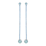 Women's Thin Long CZ Stone Aqua Earring