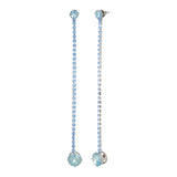 Women's Thin Long CZ Stone Aqua Earring