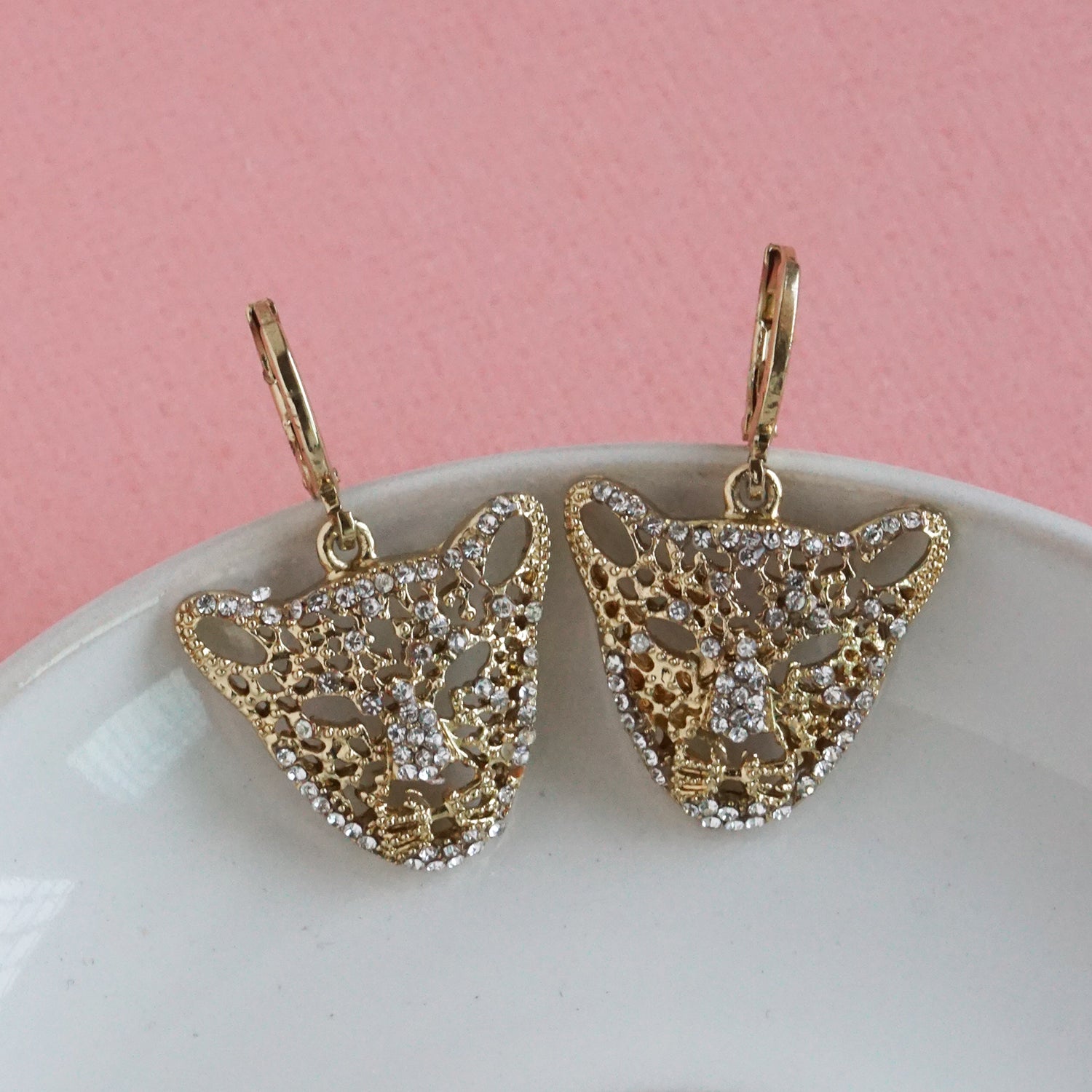 Women's CZ Stone Golden Tiger Earring