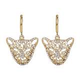 Women's CZ Stone Golden Tiger Earring