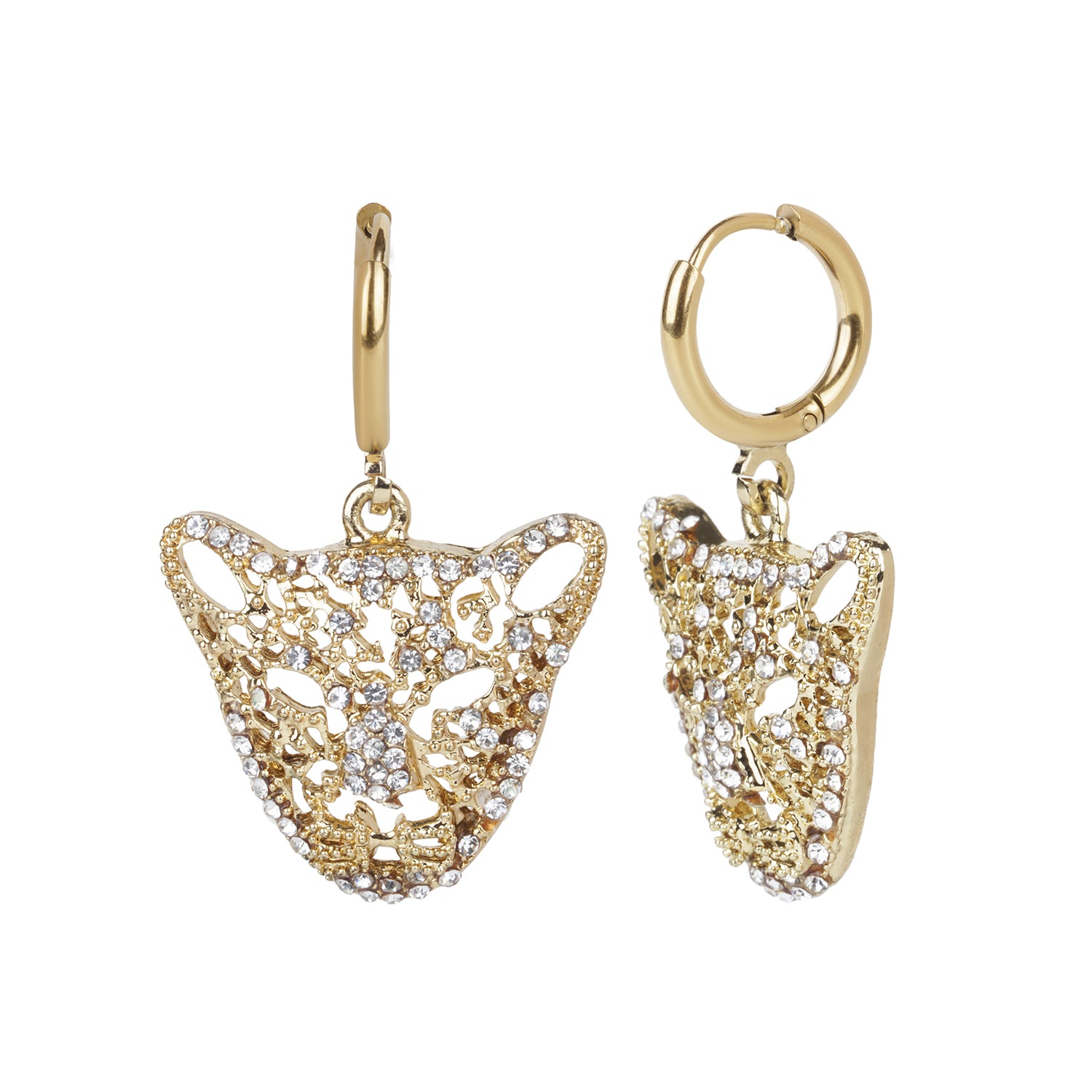 Women's CZ Stone Golden Tiger Earring