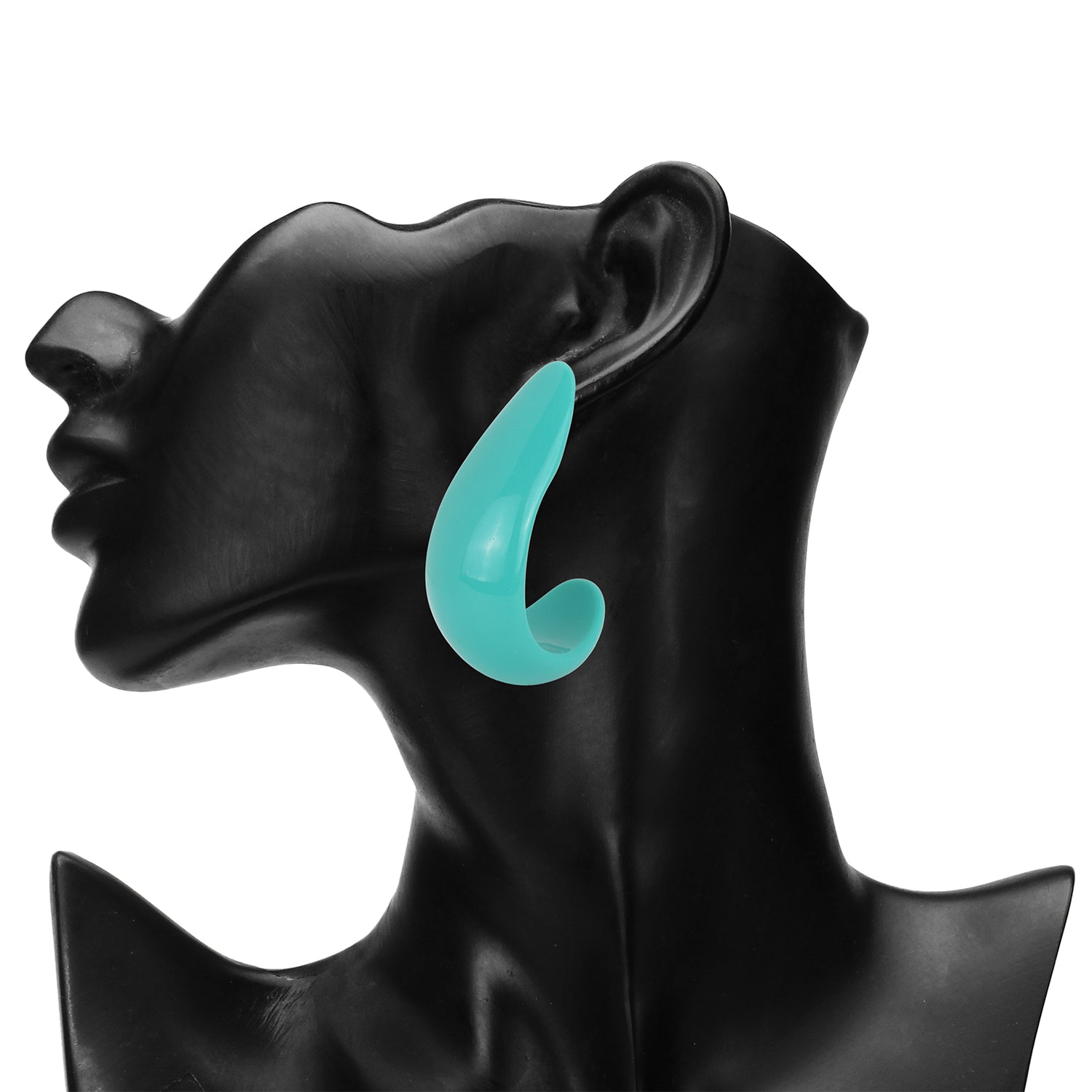 Women's Aqua U Shape Statement Earring