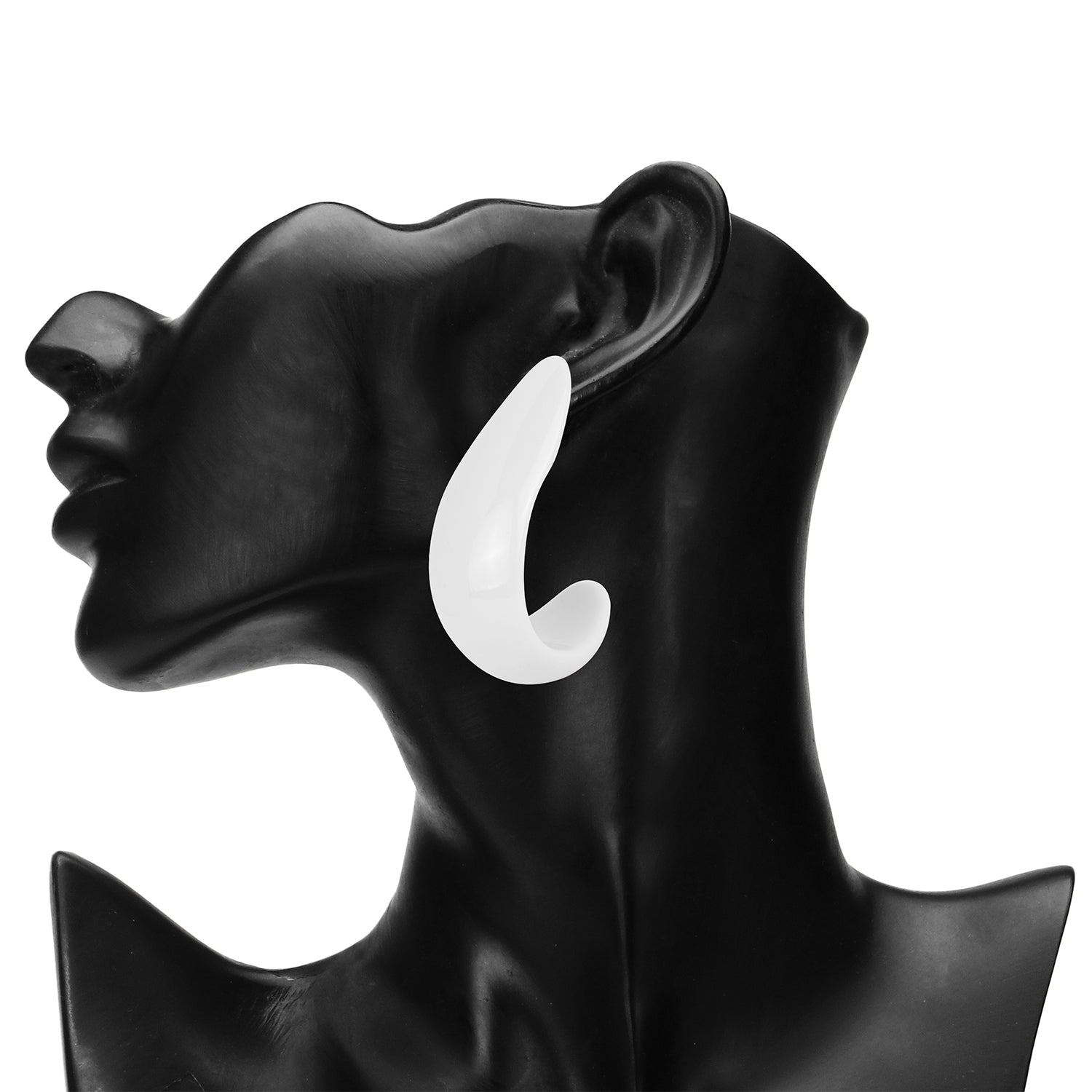 Women's White U Shape Statement Earring