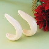 Women's White U Shape Statement Earring