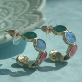 Women's Muticolored Enamel Hoop Earring