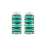 Women's Green Enamled Small Hoop Earring