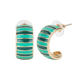 Women's Green Enamled Small Hoop Earring