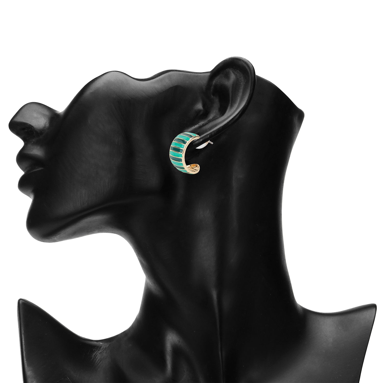 Women's Green Enamled Small Hoop Earring
