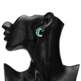 Women's Green Enamled Small Hoop Earring