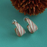 Women's Pink Enamled U Shape Hoop Earring