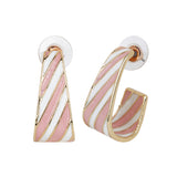 Women's Pink Enamled U Shape Hoop Earring