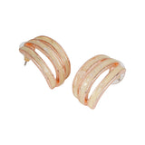 Women's 3 Line Pink Enamel Stud Earring