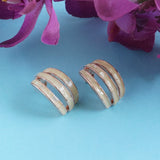 Women's 3 Line Pink Enamel Stud Earring